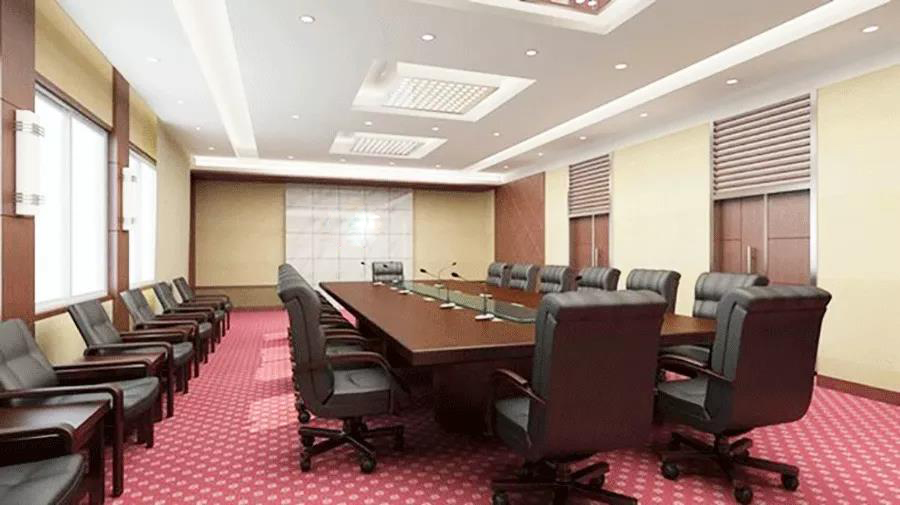 会议洽谈空间&mdash;实木会议桌+黑色真皮会议椅